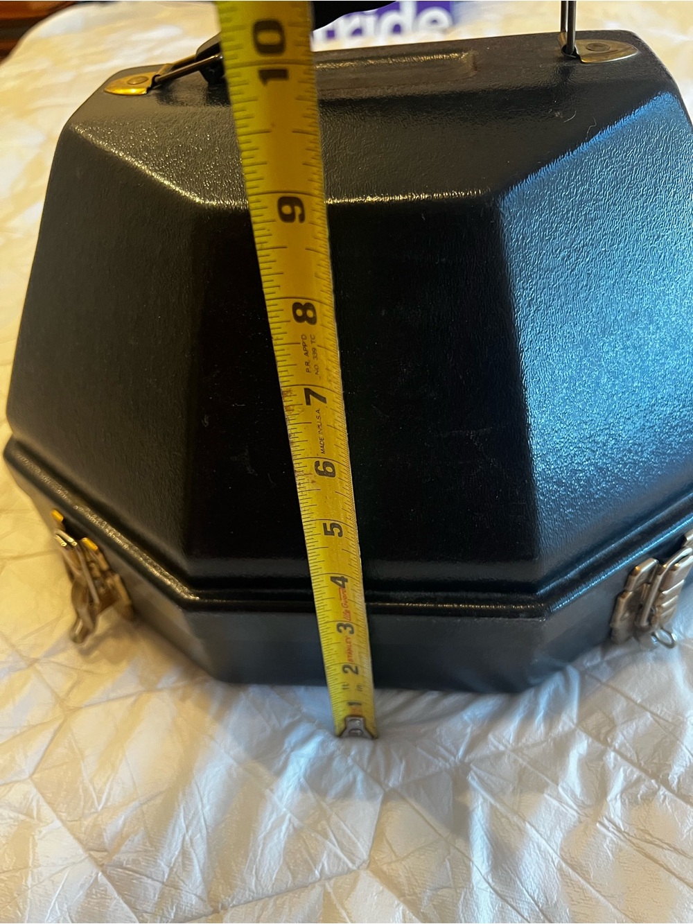 Black Hard-Shell Hat Box with Handle